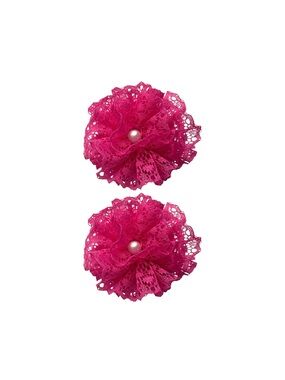 Pink Lace Flower Hair Clips